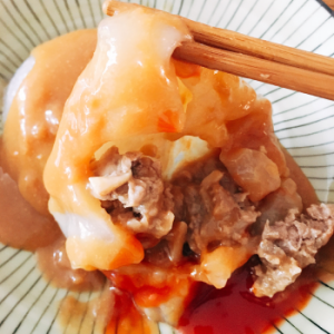 Starch-wrapped meatballs