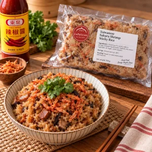 Sticky oil Rice with dried shrimp